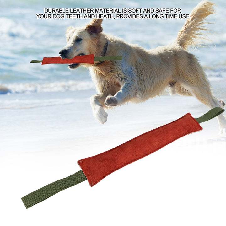 Leather Dog Bite Tug Toy with Dual Handles