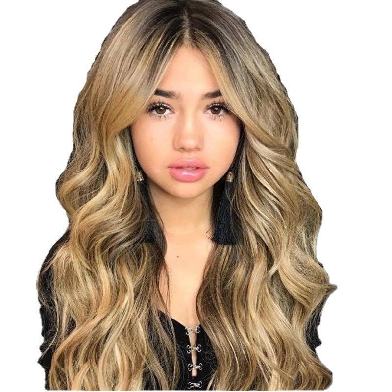 Women's Mixed Color Mid-length Synthetic Wigs Rose Net Wig