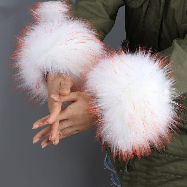 Women Furry Sleeve Cuffs Fox Short Wrist Bracelet