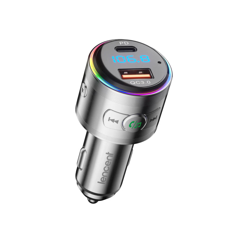 Bluetooth 5.3 FM Transmitter with PD 20W & QC3.0 Fast Charger and Hi-Fi Music Adapter