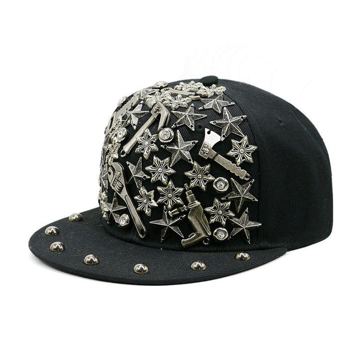 European And American Harajuku Style Hat Nail Cross Skull Rivet