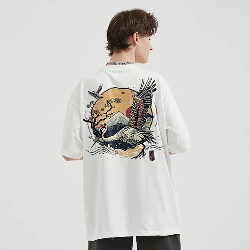 Harajuku Crane Graphic Unisex T-Shirt