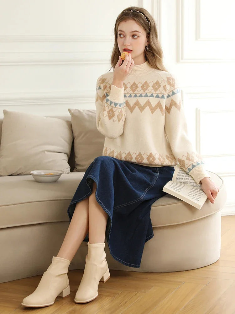 Loose Knit Pullover Sweater for Women - Winter Soft Raglan Sleeve Jumper