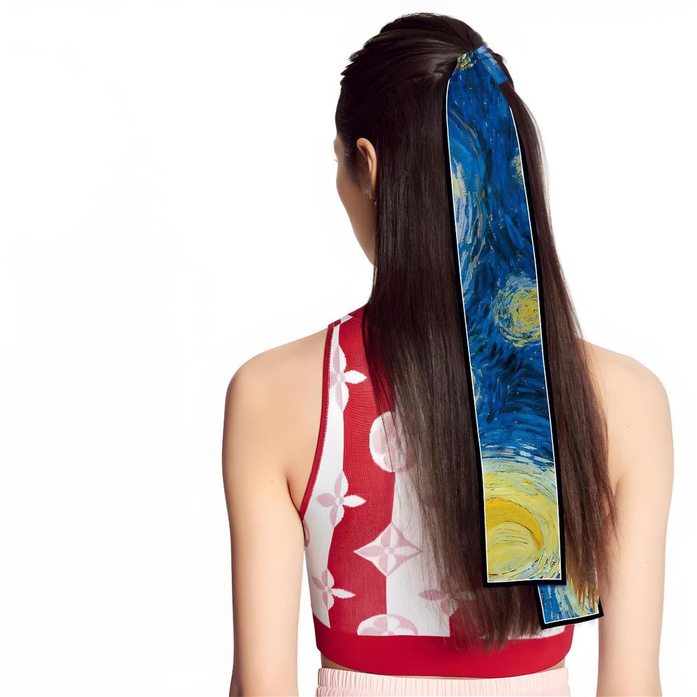 Van Gogh Inspired Skinny Silk Scarf