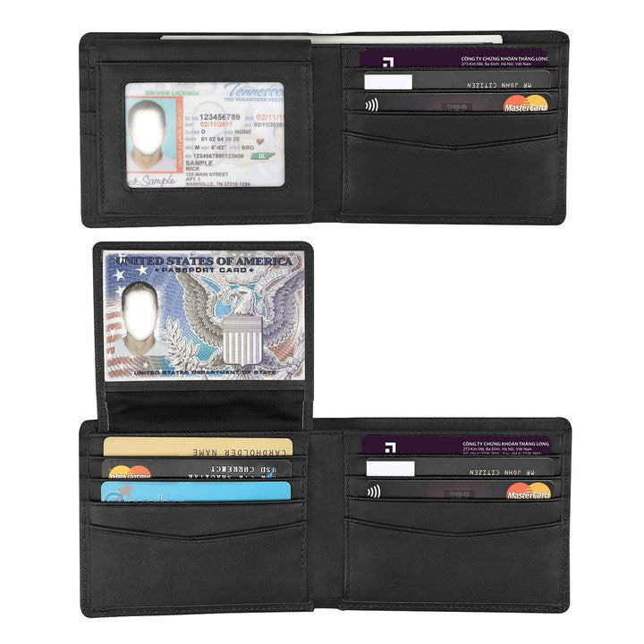 Anti-theft Swiping Texture Multiple Card Slots Three-fold Wallet