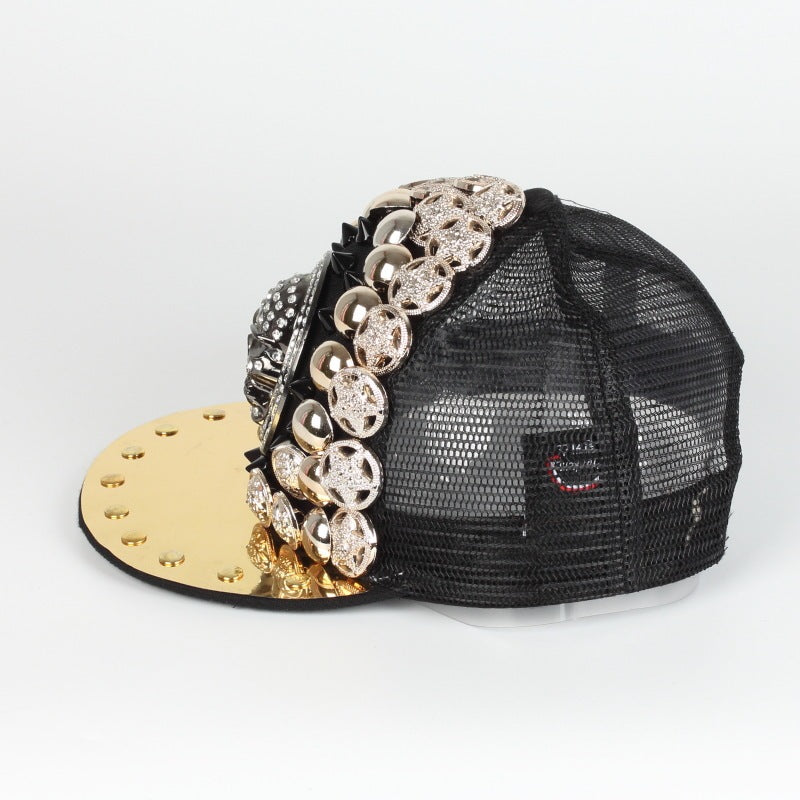 Men Women Handmade Skull Leopard Head Rivet Baseball Cap