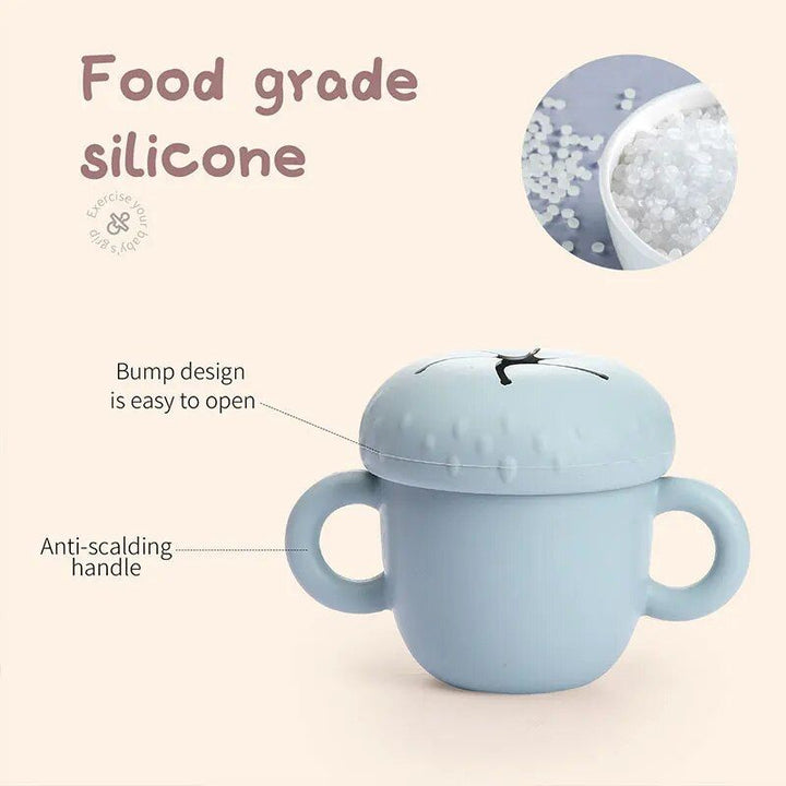 Silicone Toddler Snack Cup with Secure Lid & Straw