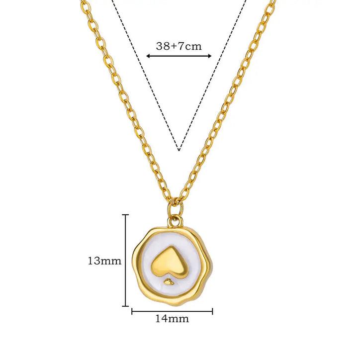 Ace of Spades Gold Heart Pendant Necklace