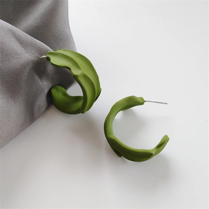 Chic Green Leaf Geometric Drop Earrings for Women