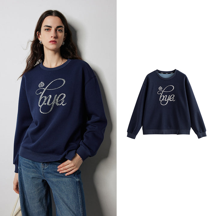 Autumn Embroidered Bead Letter Sweatshirt