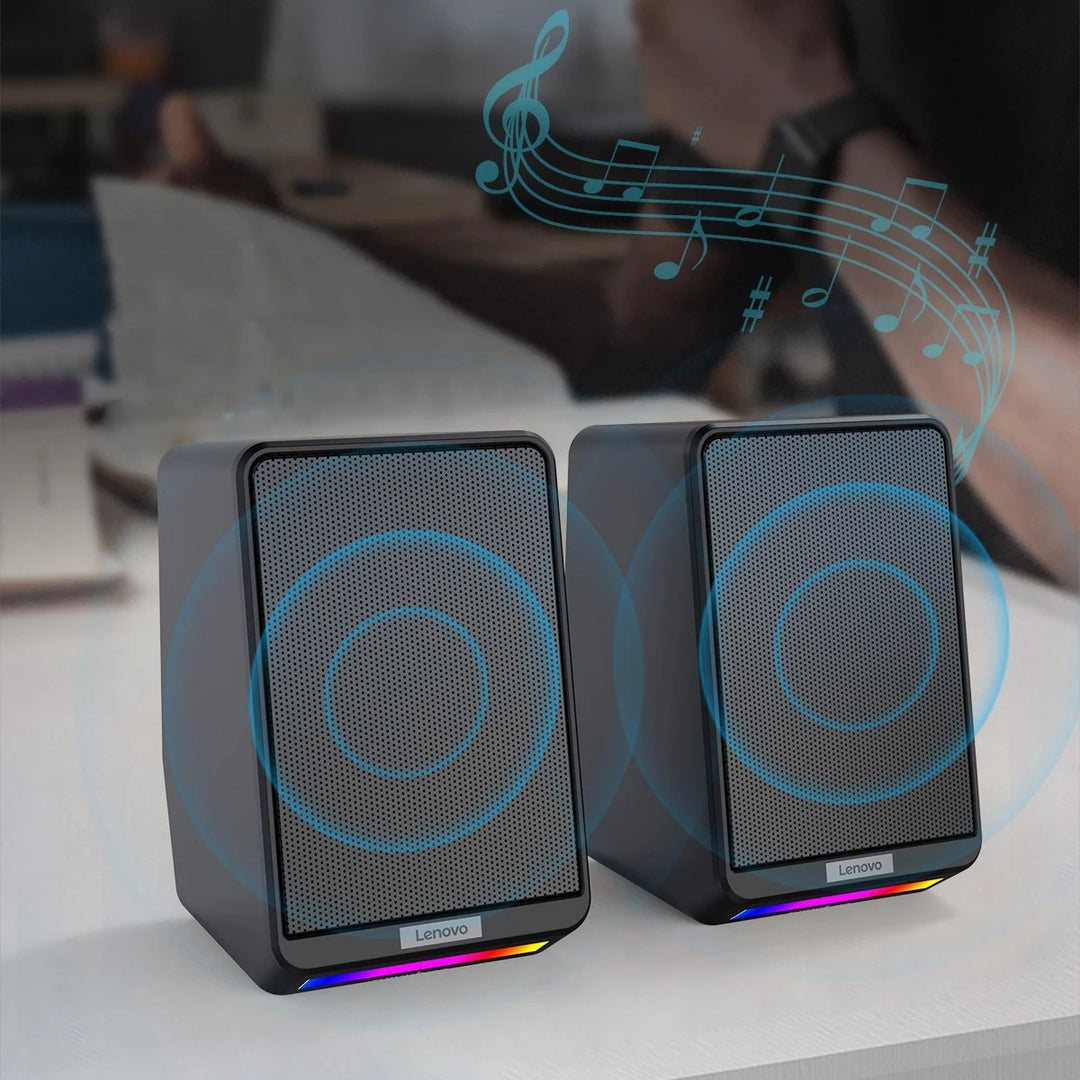 Wired Desktop Speakers with 360° Surround Sound and RGB Gaming Lights