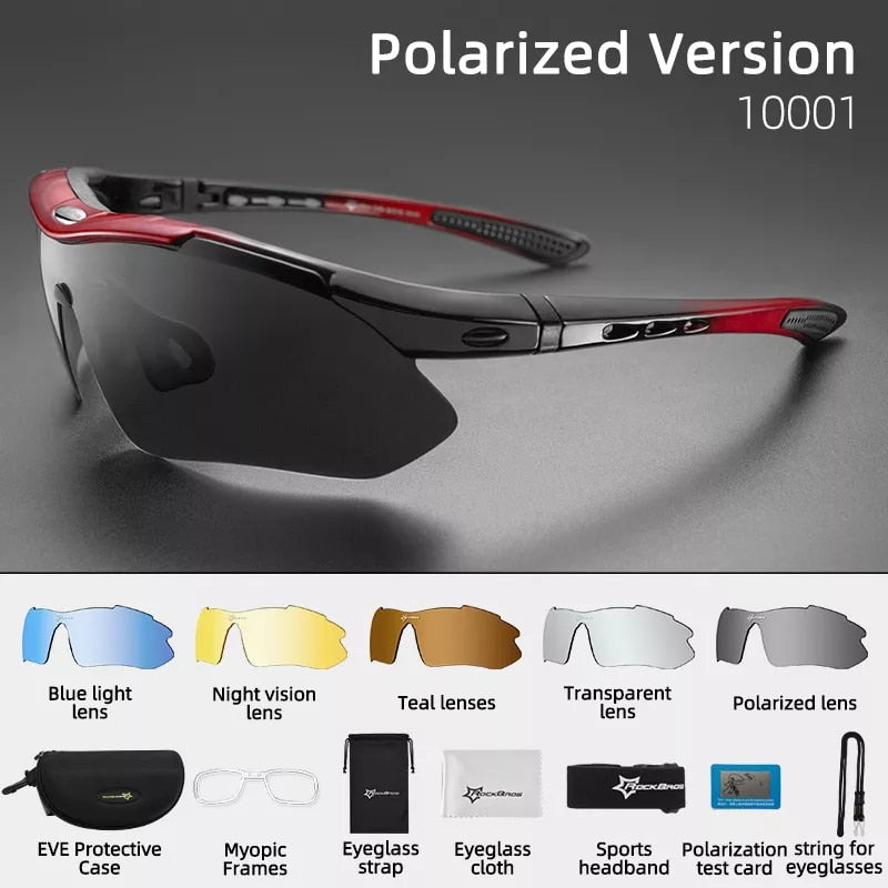 Polarized Sports Cycling Sunglasses with Interchangeable Lenses for Men and Women