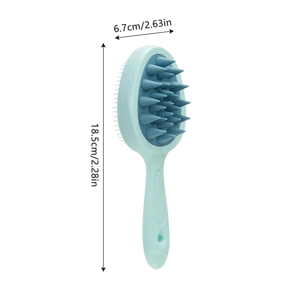 Double-Sided Silicone Scalp Massage Brush with Long Handle