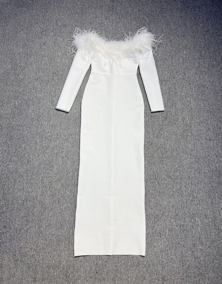 Women's Fur Collar Bandage One-piece Dress