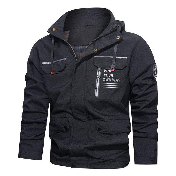 Men's Outdoor Casual Shell Jacket Sports Hooded Fleece Jacket Coat