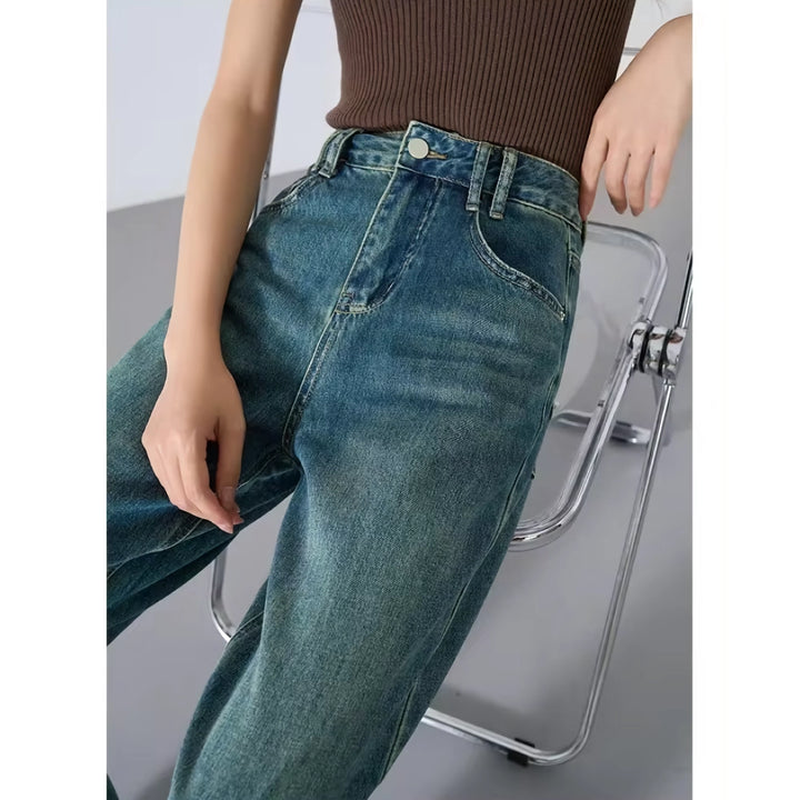 High Waisted Casual Straight Wide Leg Jeans