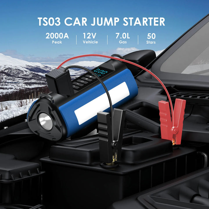 4-in-1 Car Jump Starter & Air Pump with LED Lighting and Portable Storage