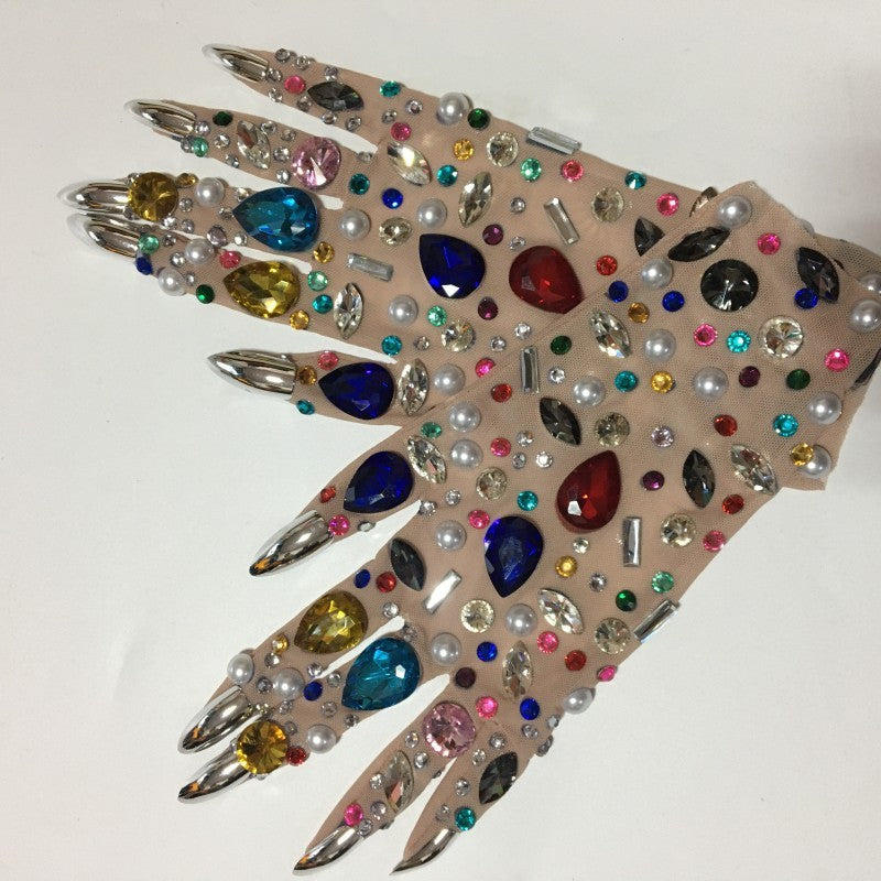 Women's Gorgeous Colored Rhinestone Gloves