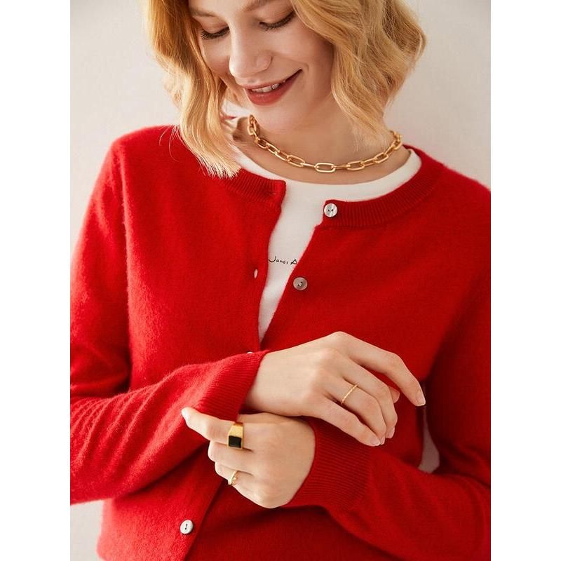 100% Wool Single Breasted Cardigan for Women