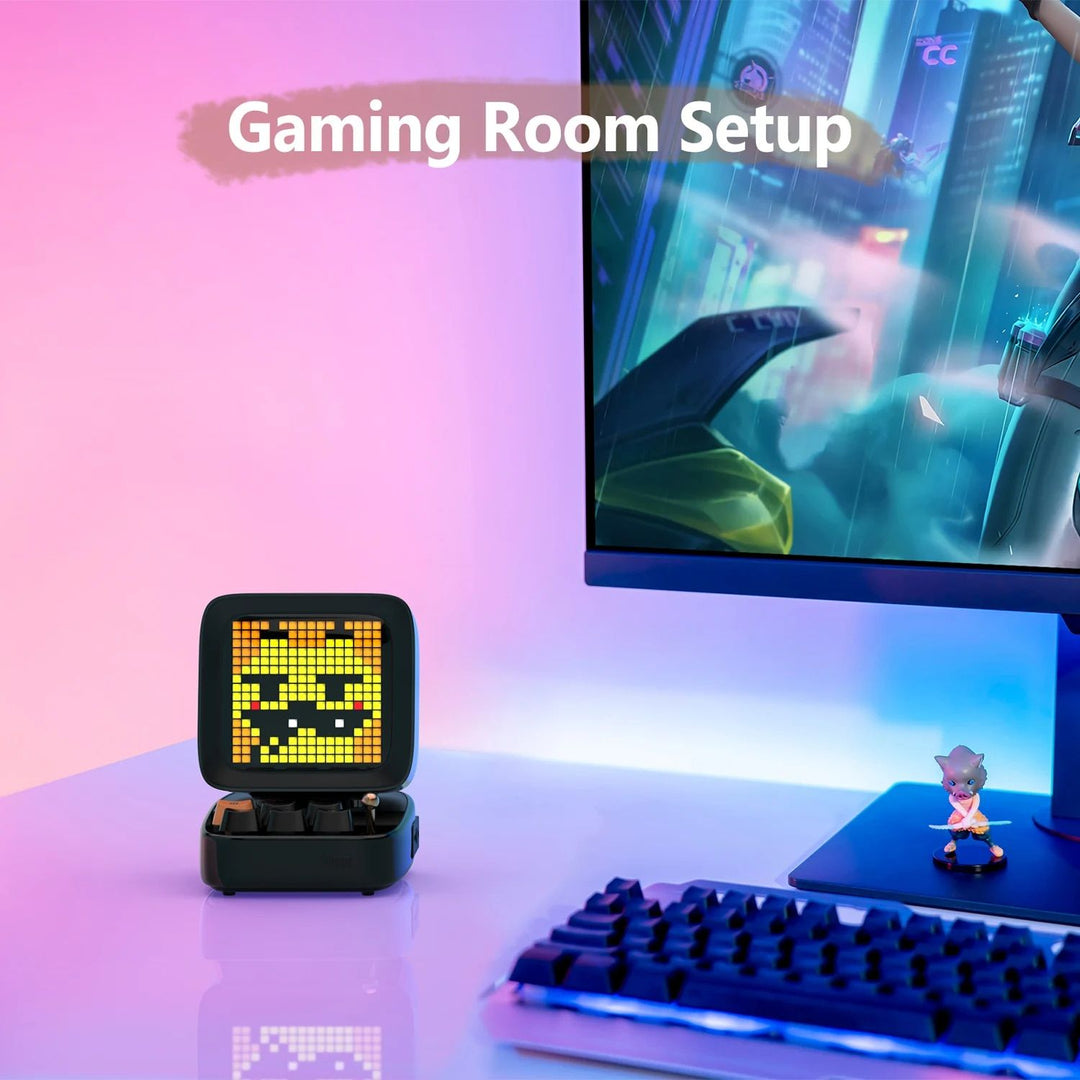 Retro Pixel Art Bluetooth Speaker with LED Display & Alarm Clock, Home Décor & Gift Idea