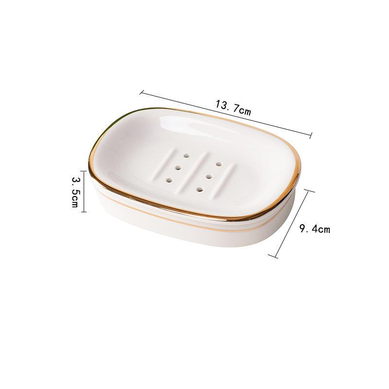 Nordic Gold Inlay Double Layer Ceramic Soap Holder