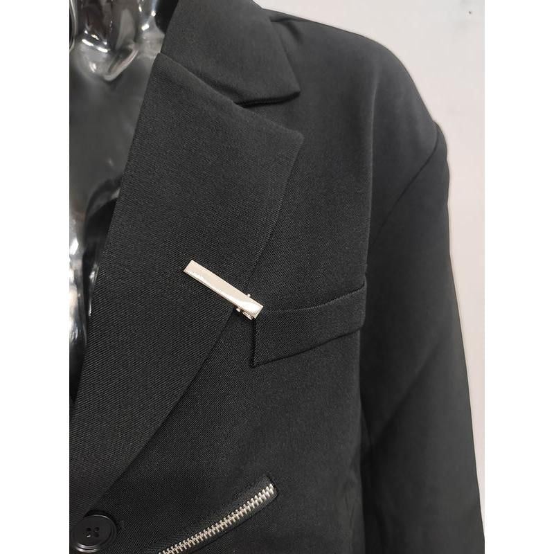 Chic Black Notched Collar Blazer for Women