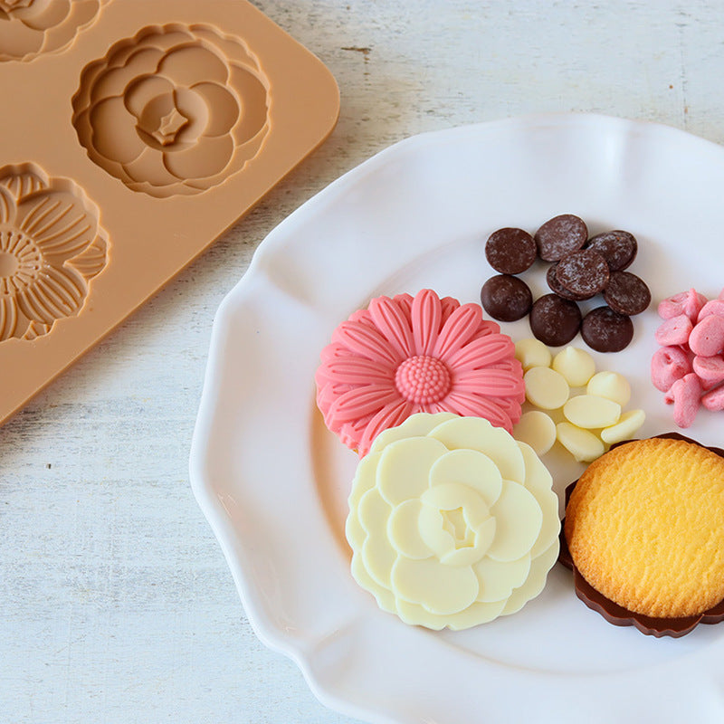 Cute Chocolate Three-flower Silicone Mold