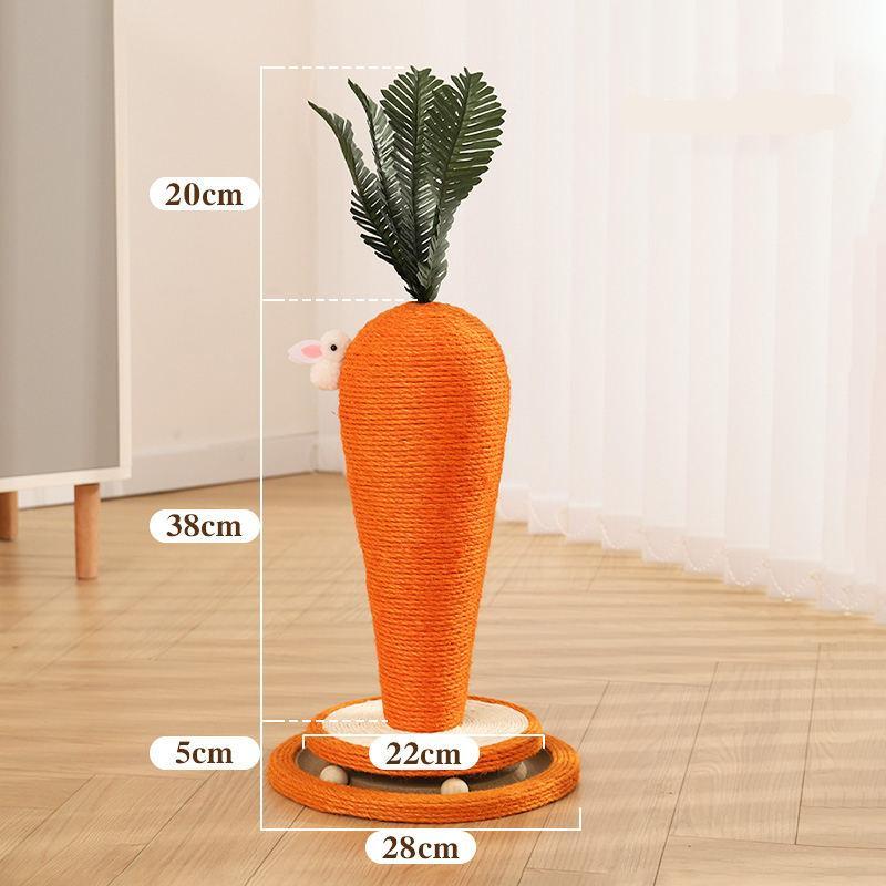 Carrot Sisal Rope Cat Scratching Post with Turntable Toy