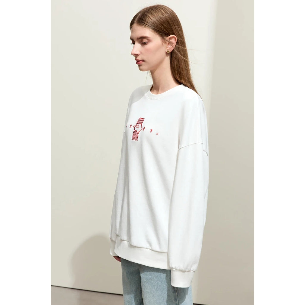 Minimalist Embroidered Pullover for Women