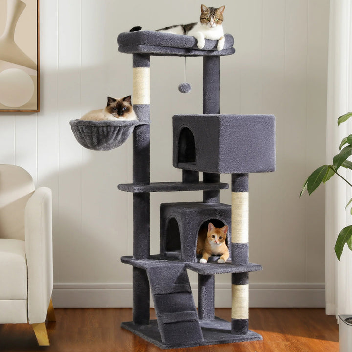 Cat Tree for Large Cats with Spacious Perch & Hammock