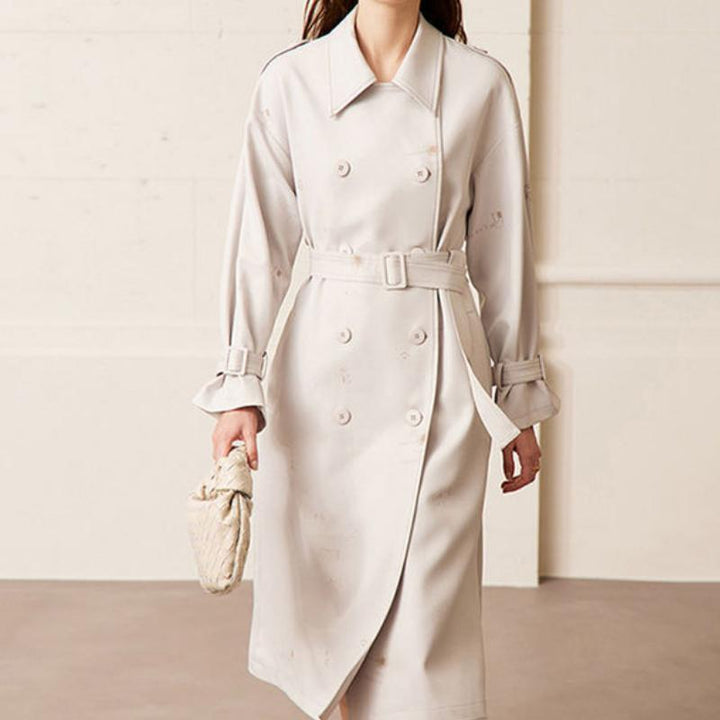 Elegant Double Breasted Minimalist Trench Coat with Belt