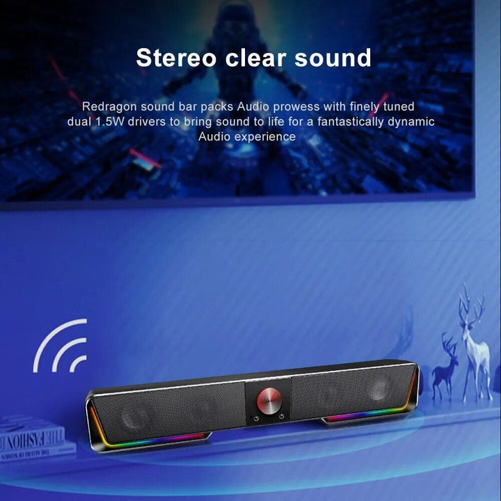 Wireless RGB Sound Bar with 3.5mm Aux and Bluetooth Connectivity