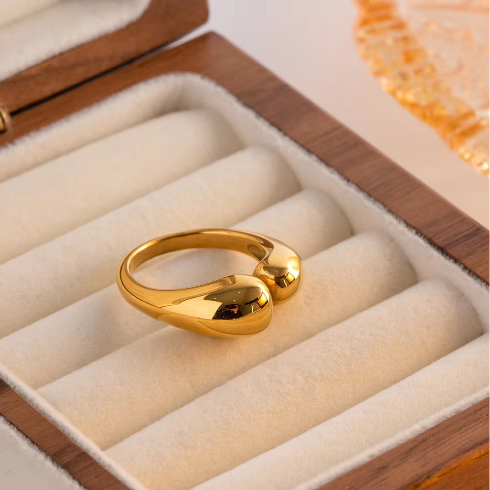 Trendy High Polished Gold Plated Chunky Adjustable Ring