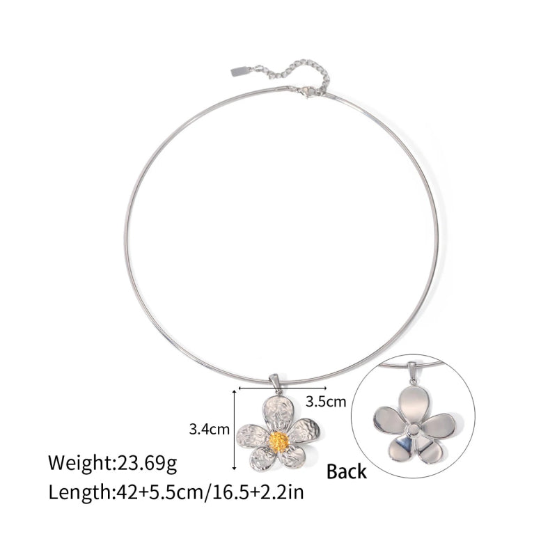 Stylish Waterproof Stainless Steel Daisy Choker Necklace