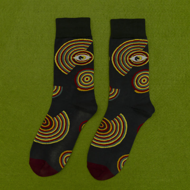 Men's Cotton Streetwear Socks with Color Pattern