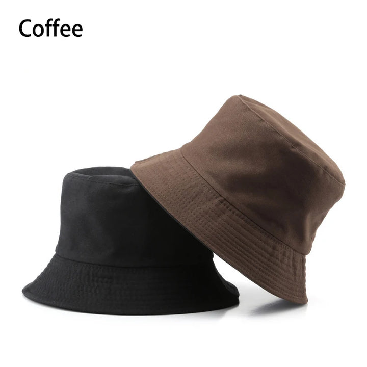 Classic Cotton Black Reversible Bucket Hat – Casual Sun Cap for Outdoor Adventures