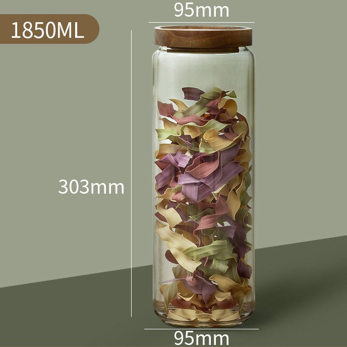 Wood Lid Glass Airtight Canisters