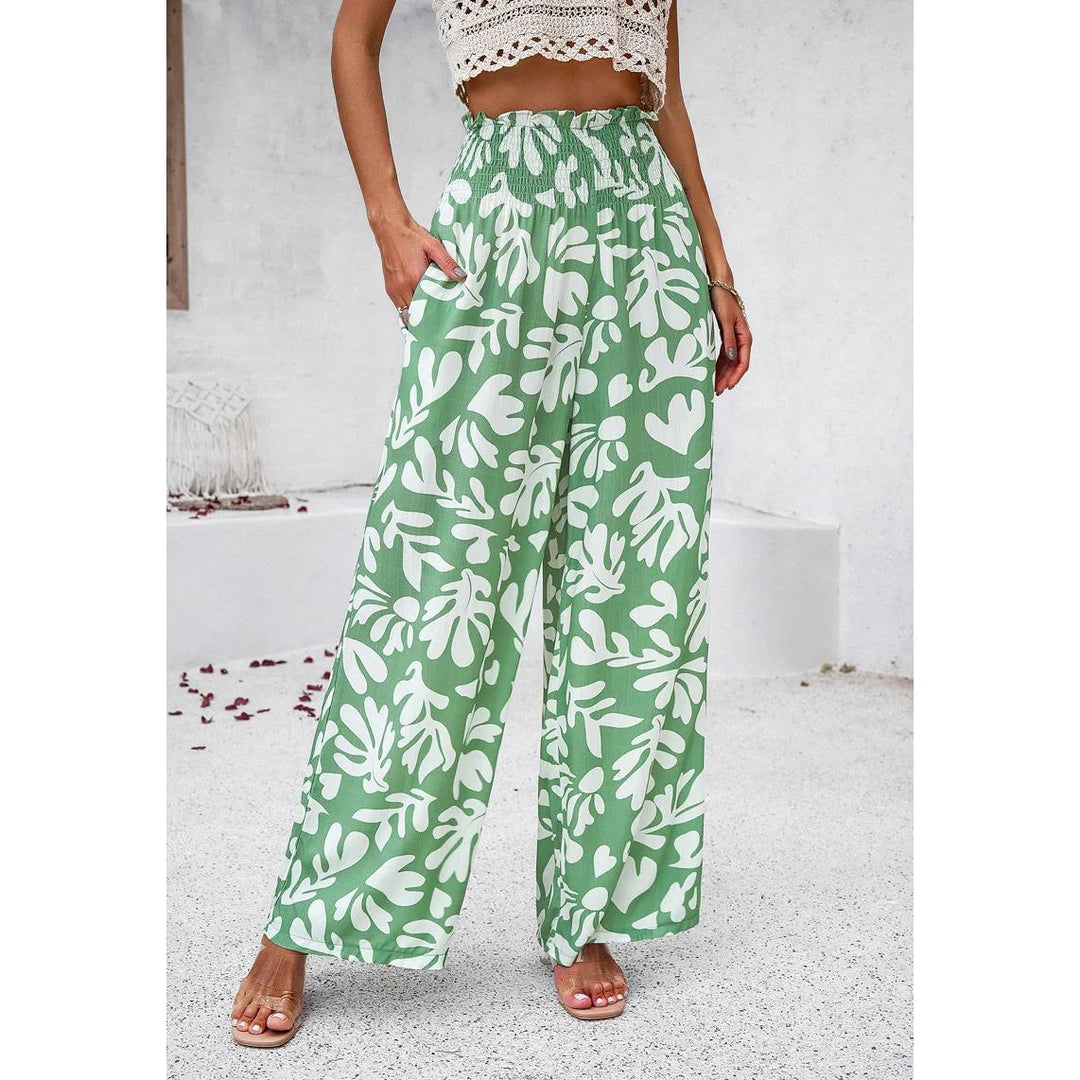 Elegant Wide-Leg Printed Trousers for Women