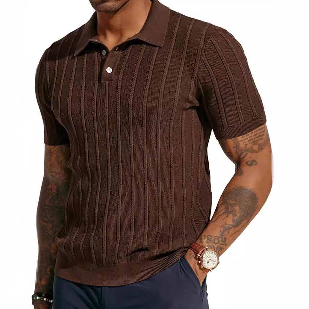 New Summer Polo Shirt Short Sleeve V-neck Cool Breathable Top