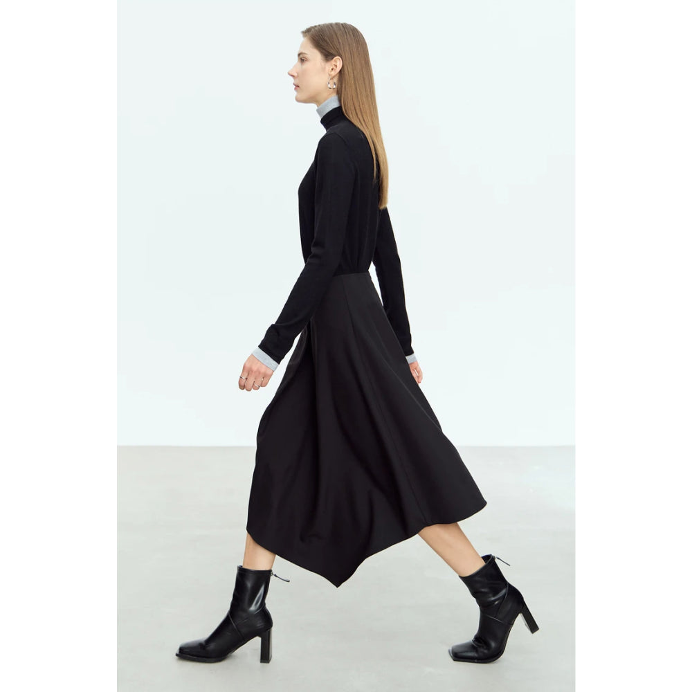 Minimalist Asymmetrical A-Line Midi Skirt