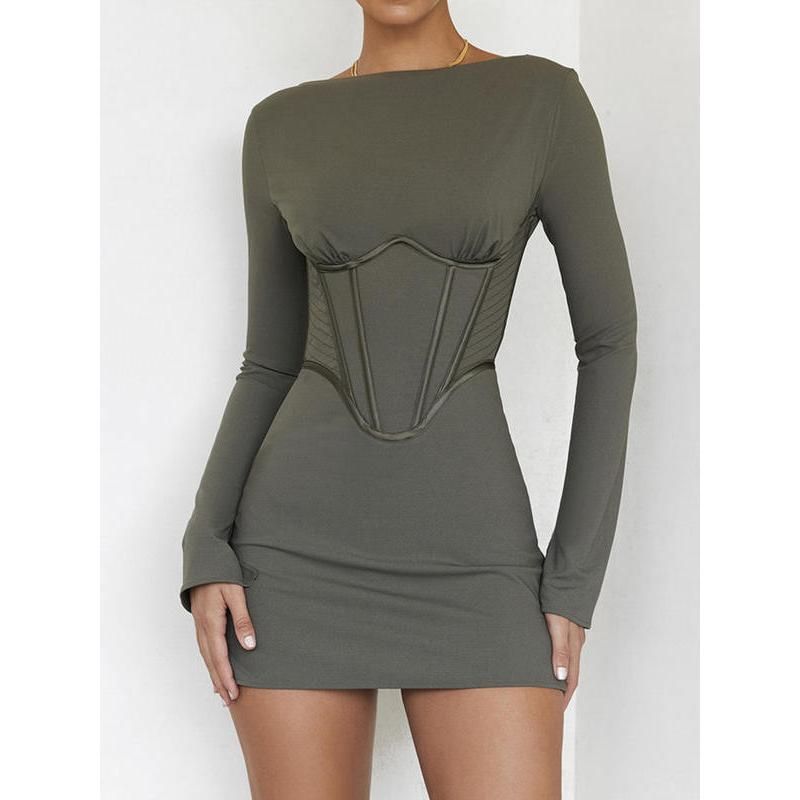 Full Sleeve Backless Mini Dress