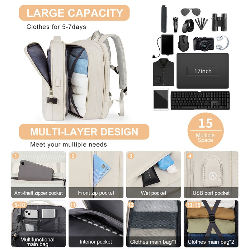 Expandable Travel Laptop Backpack