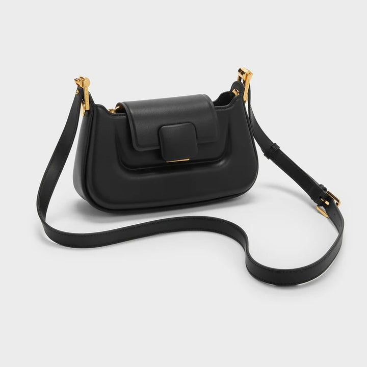 Fashion Silk-Lined TPU Crossbody Baguette Bag