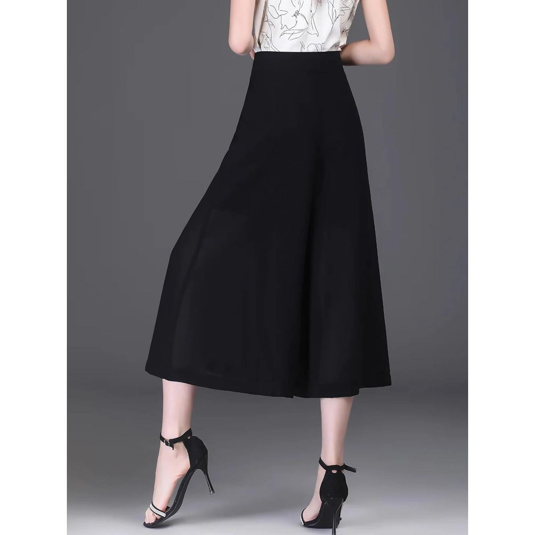 Elegant Chiffon Wide-Leg Capri Pants