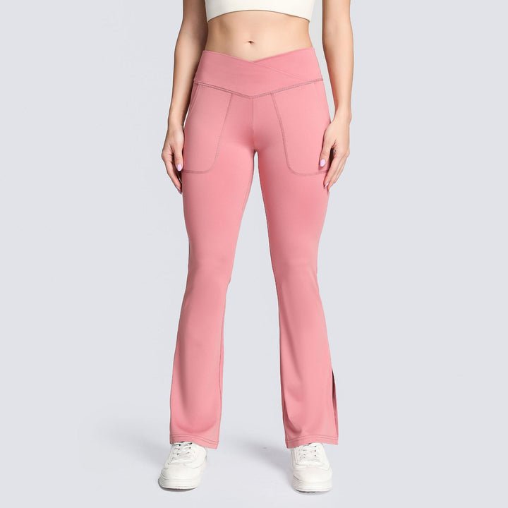 High-stretch Cross-waist Flared Trousers For Moisture Wicking