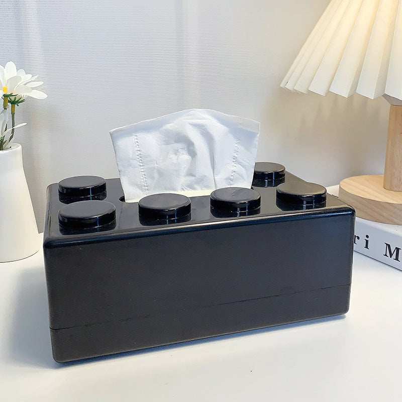 Creative Wall-Mounted Tissue Box Holder with Building Blocks