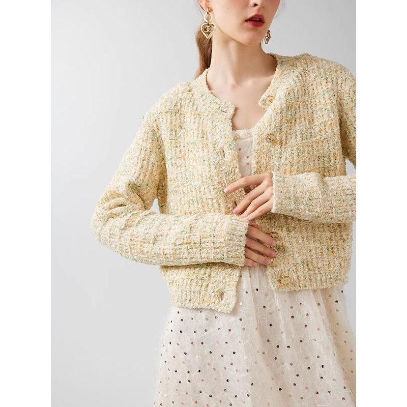 Elegant Geometric Pattern Short Cardigan for Women