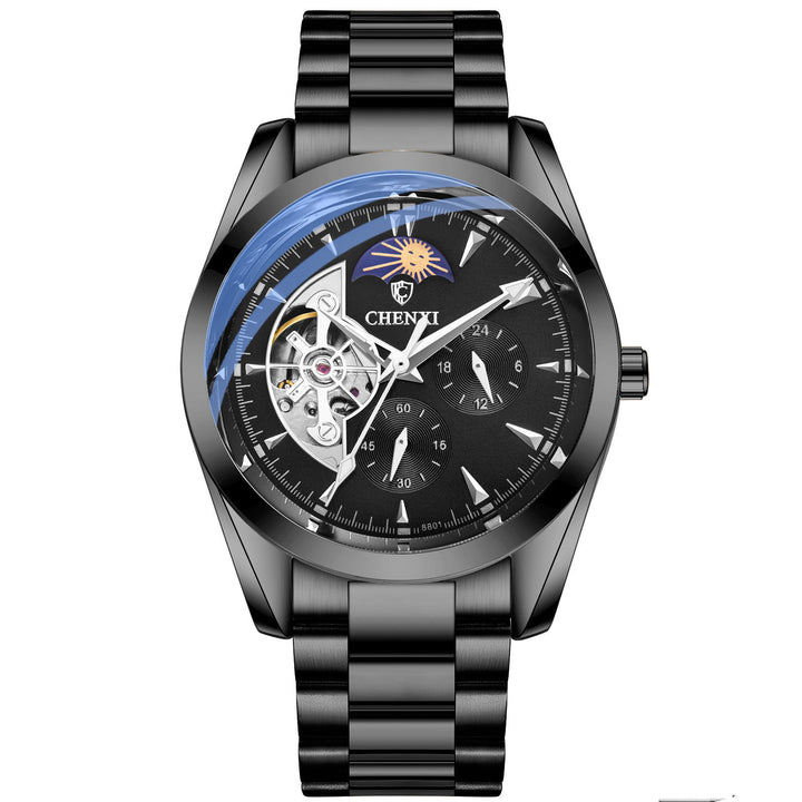 Men's Hand Waterproof Sun  Moon And Stars Automatic Hollow Mechanical Watch