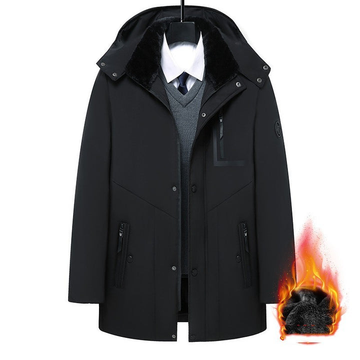 Men's Coat Winter Thick Cotton Clothing Removable Hat