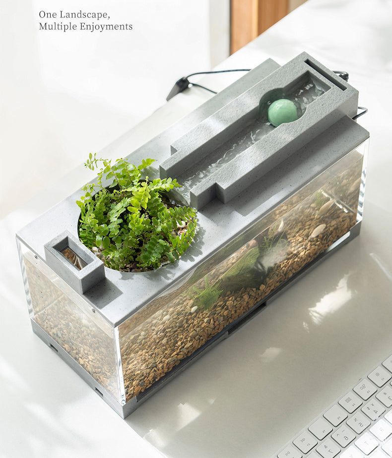 Aquarium Fish Tank Kit with Built-in Oxygen Bar & USB Mute Filter